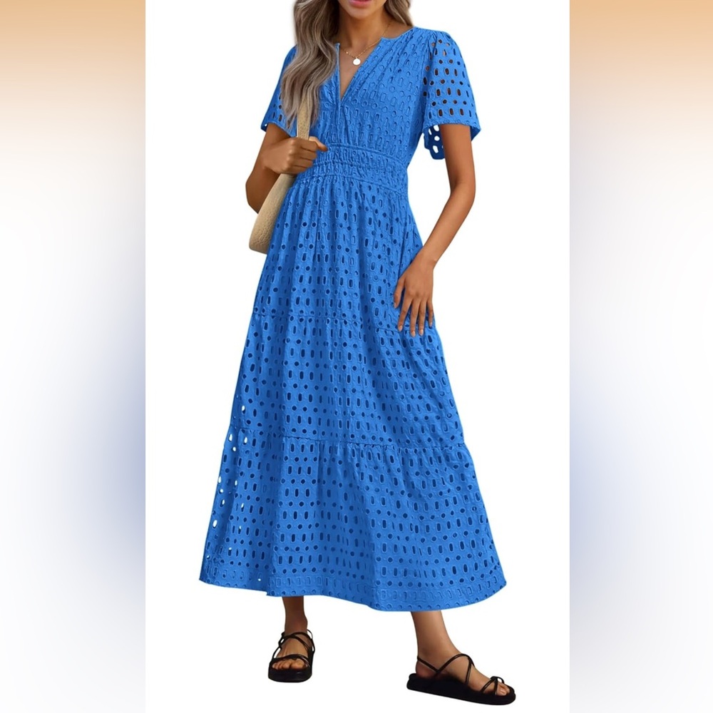 Blue Eyelet Maxi Dress